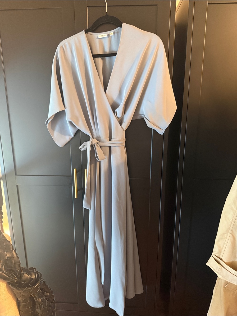 Aritzia Light Gray Wrap Midi Dress